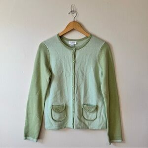 Loft Two-Tone Pastel Green Wool Blend Cardigan Size M